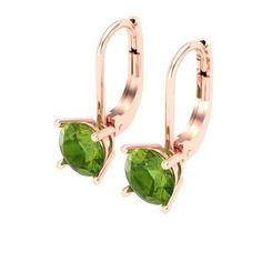 Style: Drop Dangle Stone: Natural Peridot Main Stone Shape: Round Cut Main Stone Carat Weight: 0.5 Total Carat Weight: 1.0 Number of Stones: 2 Setting Type: Prong Setting Creation Method: Natural Stone Treatment Method: Not Treated Metal Type: Rose Gold Size: one size.  Color: Green.  Gender: female.  Age Group: adult.  Pattern: solid. 0 Number, 5 Number, Everyday Earrings, Dainty Earrings, Rose Gold Earrings, Rose Gold Color, Selling Jewelry, Pink Tourmaline, 18k Rose Gold