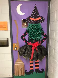 a door decorated to look like a witch