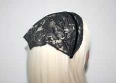 Lace kerchief, Black & Silver stardust 7.5"inch chapel little mantilla, Christian headcover, Structured hairband, adjustable, plastic free The headband measures around [22cm]  7.5"inches Extremely comfortable: this headband does not give headaches, is perfectly finished with my special technique that makes sure nothing irritate your head. Very beautiful, comfy and easy to wear all day! Professional sewing with a professional finish! * Color- Black, Silver * Materials used - Lace fabric, metal in Black Headscarf With Matching Headband, Black Headscarf In Headband Shape, Elegant Black Spring Headscarf, Adjustable Black Bohemian Headscarf, White Bohemian Headband Headscarf, Christian Head Covering, Chapel Veil, Prayer Shawl, Tie Headband