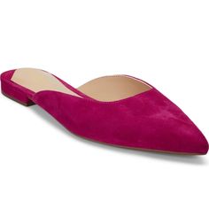 Lauren Ralph Lauren Suede Mules 100% Leather Size 36 / Us 6 Chic Closed Toe Suede Flats, Chic Suede Closed Toe Flats, Pink Slip-on Flats With Pointed Toe, Pink Pointed Toe Flats With Removable Insole, Pink Flats With Removable Insole And Pointed Toe, Pink Pointed Toe Flats For Work, Chic Pink Flat Mules, Chic Pink Slip-on Flats, Pink Pointed Toe Flats With Leather Sole