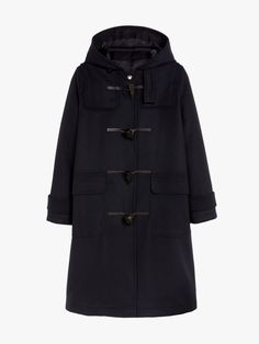 Navy blue wool-cashmere blend INVERALLAN duffle coat from MACKINTOSH featuring classic hood, front toggle fastening, two side flap pockets, long sleeves and buttoned cuffs. Duffle Coat Women, Korean Winter Outfits, Silly Clothes, Duffel Coat, Toggle Coat, Duffle Coat, Blue Coats, Oversized Coat, Coat Outfits