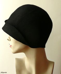 "Black felt hat Cloche Felted Hat felt hat Cloche Hat Art Hat Black Hat La belle epoque Art Deco 1920s hat Art Hats Black hat cloche 1920's hat Hats&Caps Accessories Handmade Great, very flattering hat ! Adapts to the head ! Special and unique ! Sophisticated and elegant ! As the base for my works I use great materials like highest quality Australian merino wool (18 micro). All my works are made by hand in the process of long-term, hand felting My products are unique, designed by me, always Fitted Solid Cloche Hat, Fitted Solid Color Cloche Hat, Winter Gatsby Style Fitted Cloche Hat, Winter Gatsby Fitted Hat, Fitted Flapper Cloche Hat With Brim, Winter Gatsby Cloche Hat, Classic Fitted Felt Cap, Winter Gatsby Style Cloche Hat, Adjustable Cloche Flapper Hat