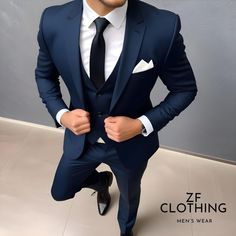 Luxury Men Designer Navy Blue 3 Piece Suit Formal Fashion Slim Fit Suit Wedding Suit Party Wear Suits Bespoke For Men ZF Item Include (Coat+ Vest+ Pant) Fabric:- Imported, Premium Color:- Navy Blue  Color:- Navy Blue Dry Clean Recommended The suit is for wedding, Party, Proms, and Many Occasions. We make the suit according to our Standard size chart, If you are not sure about your size/measurement,  please give your body measurement in inches, so we make perfect suit for you.  Jacket Measurement:- 1 Jacket Length 2 Chest  (Circumference) 3 Stomach (Circumference) 4 Hip(Circumference) 5 Shoulder to Shoulder 6 Sleeve Length Pant Measurement:- 1 Waist 2 Hip  3 Knee 4 Out seam (Pant Length) Express Shipping to world-wide but Remote Area May Take Longer Little color variation may possible due t Mens Wedding Suits Navy, Navy Blue Suit Groom, Coat Pant For Men Suits Wedding, Blue Coat Pant, Navy Blue 3 Piece Suit, Blazer For Men Wedding, Dark Navy Blue Suit, Navy Blue Suit Men, Blue 3 Piece Suit