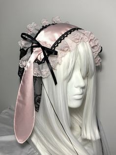 Get trendy with BlackPink Version Handmade Bunny Hat Headband -  available at Peiliee Shop. Grab yours for $21.90 today! Anime Blush, Lace Hairband, Bunny Headband, Gothic Princess, Middle Sister, Handmade Bunny, Hat Headband, Bunny Hat, Soft Pink Color