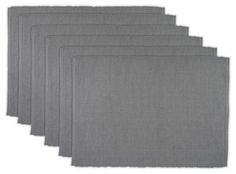 six gray placemats on a white background