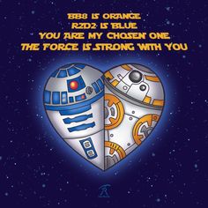 bbb is orange, r2d2 is blue, you are my chosen one, the force is strong with you