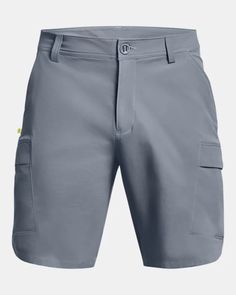 Men's UA Fish Pro 2.0 Cargo Shorts Gray Bottoms With Built-in Shorts For Outdoor Activities, Outdoor Athletic Shorts With Pockets And 4-way Stretch, Gray Cargo Shorts For Outdoor, Gray Shorts For Outdoor Activities, Gray Short Bottoms For Outdoor Activities, Gray Short Length Bottoms For Outdoor Activities, Go-dry Short Bottoms For Outdoor, Go-dry Short Bottoms For Outdoor Activities, Outdoor 4-way Stretch Shorts With Side Pockets