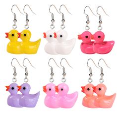 PRICES MAY VARY. Unique Designs:These duck earrings are simulation crafts. Unique and personalized, can match your different outfits, make you look more charming in the crowds. Reliable and Safe Material: the duck earrings are made of resin, strong, safe and solid, and can be applied for a long time; The hook is made of steel needle, which is safe and can increase your good wearing experience Lovely Gifts: there are 6 pairs of duck earrings in different colors for you to share, or you can send t Duck Earrings, Crafts Unique, The Duck, Different Outfits, Earrings Statement, Rubber Duck, Key Chains, Holiday Travel, Set For Women