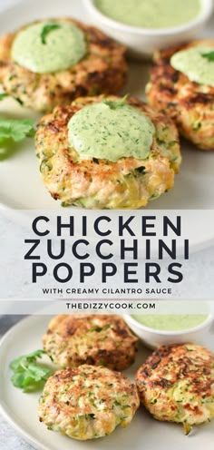 chicken zucchini poppers with creamy cilantro sauce are the perfect appetizer