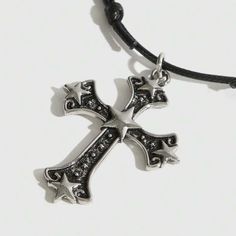 “Star Crossed Cross” Christian Catholic Stellar Celestial Grunge Punk Rock Gothic Urban Street Faith Pray Religious Spiritual Holy Devout Silver & Black Cord Adjustable Necklace. Awesome Silver Cross With Stars At Each Terminus & In The Center. These Stars Are Connected With Tiny Alternating Perpendicular Dots & Stars Inside The Limbs. Antiqued Silver With Stone Textured Background. On An Adjustable Black Cord. Unisex Women Or Men. New. *Matching Earrings Also Available! Measurements: Pendant Le Celestial Grunge, Rock Pendant, Crucifix Necklace, Cross Christian, Star Crossed, Stone Texture, Grunge Punk, Christian Jewelry, Urban Street