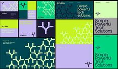 the book cover for simple powerful tech solutions, with green and purple squares on it