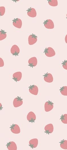 a pink wallpaper with strawberries on it