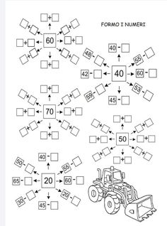 a worksheet with numbers and tractors to help students learn how to use them