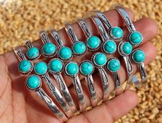 Turquoise used is synthetic. Turquoise Bangle, Wedding Cuff, Boho Bangle, Bracelets Silver, Adjustable Bangle Bracelet, Gemstone Bangle, Jewelry Turquoise, Turquoise Crystal, Jewelry Bracelets Silver