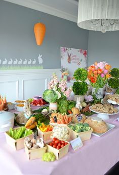 a table filled with lots of different types of food