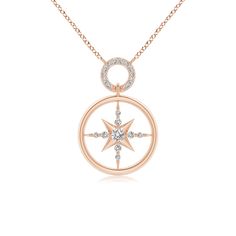 This compass pendant represents guidance through life's journeys, endless possibilities and good luck in finding the right direction. It is designed in 18k rose gold and embellished with glittering diamonds. White Gold Pendant With Compass Design, Rose Gold Necklace With Compass Design As Gift, Cheap Compass Design Pendant Necklace, Luxury Compass Design Pendant Jewelry, Star-shaped Compass Design Necklace As Gift, Compass Pendant, Diamond Glitter, 18k Rose Gold, Endless Possibilities