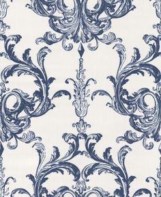 a blue and white wallpaper with an ornate design on it's back side