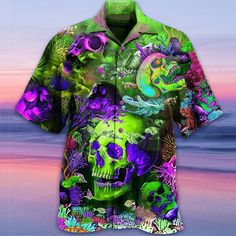 Category:Shirt; Season:Spring,Summer; Fabric:Polyester; Sleeve Length:Short Sleeve; Look After Me:Machine wash,Hand wash,Washable; Gender:Men's; Style:Tropical,Fashion,Hawaiian,Soft,Breathable; Tops Type:Shirt,Summer Hawaiian Shirt; Occasion:Hawaiian,Beach,Casual,Holiday,Going out; Age Group:Adults'; Fit Type:Regular Fit; Pattern:Skull,Hippie; Design:Print,Button-Down; Neckline:Turndown; Brand:OUKU; Front page:FF; Listing Date:02/04/2023; Bust:; Length:; Shoulder Width:; Fit US Size:; Fit UK Siz Multicolor Short Sleeve Hawaiian T-shirt, Tropical Cotton Hawaiian Button-up Shirt, Party Outfit Men, Palm Tree Print Button-up Hawaiian Shirt For Beach, Multicolor Hawaiian Graphic Print T-shirt, Mens Printed Shirts, Multicolor Hawaiian Printed T-shirt, Tropical Fashion, Beach Casual