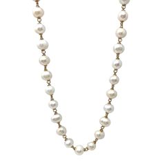 DelBrenna’s Freshwater Baroque Pearl Necklace puts the perfect twist on the classic design. The lovely touch of woven, handmade chain between the baroque pearls updates the look, making the pearls fresh and modern. The result is a piece that is classic, elegant, and delightfully bold! Necklace in 925 silver with DelBrenna's Featured Gold Finish. Swivel Clasp. DelBrenna medallion certifies quality Italian craftsmanship. Choose your length! - 16-18” including a 2” extension (41-46cm). We also call Gold Baroque Pearl Necklace With High Luster, Classic Baroque Pearl Necklace With High Luster, Yellow Gold Baroque Pearl Single Strand Necklace, Luxury Gold-tone Pearl Chain Necklace, Pear-shaped Baroque Pearl Necklace With High Luster, Baroque Pearl Necklace, Freshwater Pearls Earrings, Freshwater Pearl Necklaces, Baroque Pearls