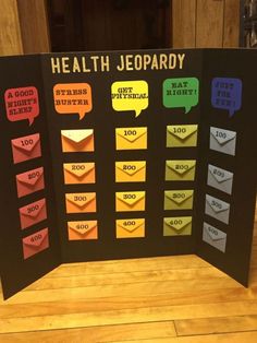 a poster with different types of speech bubbles on it that say health jeepary