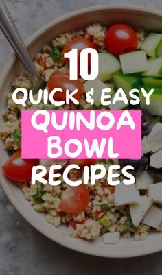 a bowl filled with quinoa and vegetables