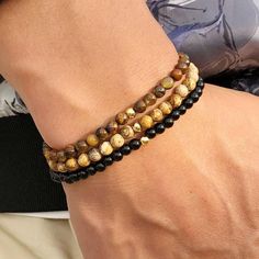 3 Pcs/SetBracelets Type: Strand BraceletsChain Type: Beaded BraceletShape\pattern: ROUNDMaterial: Obsidian Tiger Eye StoneLength: 19.5 cm Negative And Positive, Positive Traits, Obsidian Stone, Natural Stone Beads, Bracelets Diy, Natural Stone Bracelets, Rise Above, Yoga Jewelry, Protection Stones