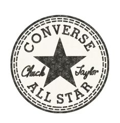 the converse all star logo is shown in black and white, with an old - fashioned design