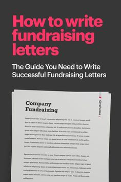 a book cover with the title how to write fundraiser letters, written in black and white