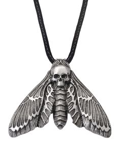 PRICES MAY VARY. HAWK MOTH NECKLACE: Creepy death's-head hawkmoth pendant with skull, meticulously crafted in great detail MATERIAL: The pendant is made of eco-friendly, nickel-free zinc alloy and perfectly plated in antique silver finish, the cord is made of PU leather with stainless steel lobster claw clasp SIZE & LENGTH: The pendant measures 1.42 x 1.1 inches, the cord length is 19.7 inches IDEAL GIFT CHOICE: Perfect gift for Halloween, Valentine's Day, Christmas, Birthday, Anniversary, etc. Moth Necklace, Hawk Moth, Witchy Jewelry, Skull Jewelry, Skull Necklace, Metal Necklaces, Christmas Birthday, Leather Cord, Jewelry Gift