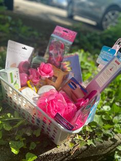 a basket filled with lots of different items