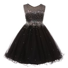 5029_BLACK_L_2.jpg?0 Father Daughter Dance Dresses, Black Flower Girl Dress, Flower Girl Dresses Champagne, Layered Tulle Skirt, Illusion Tulle, Black Party Dresses, Flower Girl Dresses Tulle, Girls Black, Junior Bridesmaid