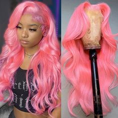 PRODUCT FEATURES Hair Material: Virgin Human Hair Wigs, 10A Grade, No Really Shedding, No Tangle, No Bad Smell. Hair Color: Pink Body Wave Lace Front Wig Wig Density: 150% / 180% /200% Density Hair Length: 10 inch -34 inch are available Texture: Body Wave Hair, Natural Hairline, Soft, Comb Easily, Can Re-style and Color well. Lace Net: 13*4 Inch Transparent HD Lace, Pre-plucked with Baby Hair, Natural Hairline  SHIPPING & RETURNS& SERVICES Shipping: Your wig usually will be shipped with in 24-48