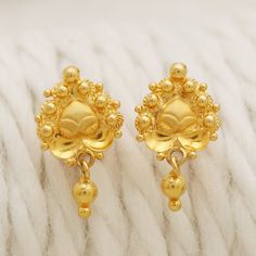 Please click -- Learn more about this item -- below for a full description 22k gold earrings handmade jewelry made in India weight is 2.77  grams approx. length is 1.7 centimeter approx. width is 1.0 centimeter approx. please message me if you want real gold screw/backs. Elegant Yellow Gold Earrings For Puja, 22k Yellow Gold Earrings For Anniversary, Yellow 22k Gold Earrings For Anniversary, 22k Gold Hallmarked Danglers For Diwali, Yellow 22k Gold Drop Earrings, 22k Gold Hallmarked Earrings For Puja, 22k Gold Earrings For Diwali Anniversary, Hallmarked 22k Gold Earrings For Puja, Gift Yellow 22k Gold Earrings