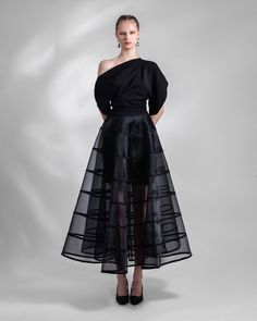 Draped Top with Cage-Like Skirt Set Cage Skirt, Cage Dress, Skirt Asymmetrical, Crepe Top, Drape Sleeves, Draped Top, Lingerie Dress, Fancy Pants, Skirt Skirt