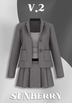 an image of a woman's coat and skirt set with the words v2 on it