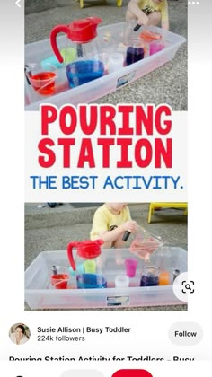 Pouring Station, Honey Ideas, Toddler Math, Babysitting Activities, Open Gym, Easy Toddler Activities, Activity For Toddlers, Sensory Activities Toddlers