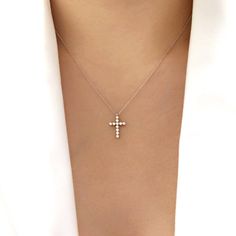 [This descriptions is for 1 necklace] ▷Diamond Cross Necklace (Small Version) ▷Diamond Color : G ▷Diamond Clarity : VS2 ▷Diamond Cut : Brilliant Round Cut ▷Diamond Total Carat Weight : 0.18Ct. 11 diamonds total ▷Chain & Pendant : 14K Solid Gold (18K available please contact me) ✦✦ Check out our shop: https://etsy.me/3jXlU7d ✦✦ Big version of this necklace: https://etsy.me/2GhgeyF ▷ Handmade in the United States ▷ Made to order ▷ Solid gold & Authentic Natural stones Necklaces: https://et Spiritual Diamond Necklace For Anniversary, Fine Jewelry Anniversary Cross Pendant Necklace, Fine Jewelry Anniversary Necklace With Cross Pendant, Fine Jewelry Cross Pendant Necklace For Anniversary, White Diamond Spiritual Necklace, White Diamond Spiritual Necklaces, Spiritual Sterling Silver Necklace With Diamond Accents, Spiritual Sterling Silver Necklaces With Diamond Accents, Spiritual White Gold Necklace For Anniversary