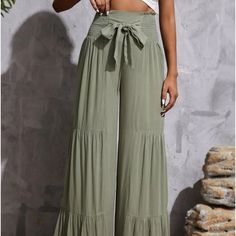 Flowing Lightweight Pants With Elasticized Waist With A Wide Band For Comfort. *Please Note: This Is A Size Tall L Fits Best On Women 5 “9” And Taller Flowy Clothes, Tall Wide Leg Pants, Wide Leg Pants Pattern, Women Bottoms, Drop Crotch Pants, Diy Fashion Clothing, Tall Pants, Lightweight Pants, Boho Pants