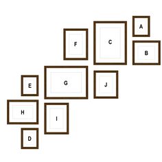 several frames are arranged in the shape of an e, f, c, and h