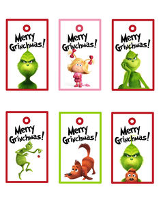 christmas tags with the characters from the grin