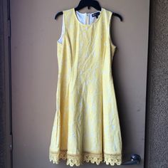 Brand New Donna Ricco New York Sleeveless Lace Dress, Perfect For Summer. Never Worn New With Tag Size: 10. Other Photos Are From Macy’s.Com Same Dress Different Color. Yellow Sleeveless Sundress For Beach, Yellow Sleeveless Sundress For The Beach, Fitted Yellow Sleeveless Dress, Elegant Yellow Sleeveless Maxi Dress, Yellow A-line Sleeveless Dress, Yellow Sleeveless Beach Dress, Yellow Sleeveless Mini Dress For Spring, Plum Colored Dresses, Lace Bell Sleeve Dress