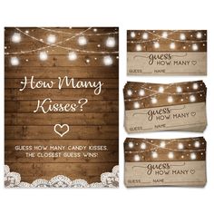 Rustic Bridal Kisses Guessing Game Candy Jar Guessing Game, Jar Guessing Game, Birthday Wine Bottle Labels, Rustic Bridal Shower Games, Candy Guessing Game, Bridal Shower Guest Book, Kisses Candy, Wedding Advice Cards, Bridal Shower Activities