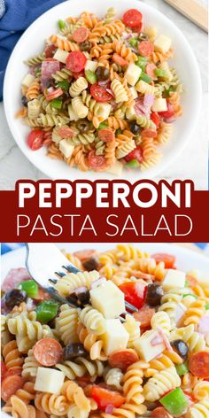 this pasta salad is loaded with tomatoes, olives, peppers and other ingredients to make it