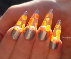 Mini Lava Lamp, Alien Nails, Aquarium Nails, Summer Nail Polish, Thanksgiving Nail Art, Thanksgiving Nails, Jelly Nails