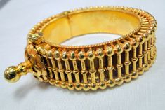 "Vintage 22K Gold handmade Bangle cuff bracelet from Rajasthan Northern India. Inner diameter-5.5 cm(2.16\"), Total Inner circumference-17.27 cm(6.79\") , we can adjust to any size. Weight-80 grams, width-1.5 cm, material-22 K Gold Hallmarked." Traditional Cuff Bangle For Wedding, Gold Tilla Cuff Bangle Bracelet, Gold Cuff Bracelet With Tilla, Gold Cuff Bracelet For Festivals, Gold Heavy Cuff Bracelet For Ceremonial Occasions, Heavy Gold Cuff Bracelet For Ceremonial Occasions, Traditional Heavy Gold Cuff Bracelet, Diamond Emerald Necklace, 22k Gold Bangles