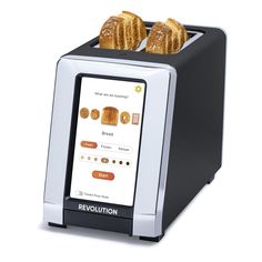 a toaster with two pieces of bread in it