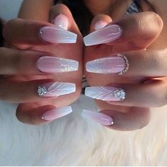 Bridal Nails French, Best Nail Ideas, Engagement Nails, Sassy Nails, Fall Gel Nails, Amazing Nails, Nails Design With Rhinestones