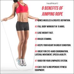 an advertisement for the 8 benefits of jumping rope