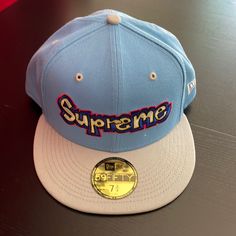 Supreme X New Era Fitted Hat Size 7 3/4. Purchased Online From Supreme. Brand New, Never Worn. Rare Hat, Hard To Find! Blue Fitted Hat With Flat Brim For Streetwear, Blue Fitted Cap For Streetwear, Blue Flat Brim Fitted Hat For Streetwear, Light Blue Snapback Hat, Blue Curved Brim Fitted Hat For Streetwear, Blue Fitted Hat With Flat Brim, One Size, Blue One Size Fitted Hat With Flat Brim, Blue Flat Bill Hat For Streetwear, Blue Snapback Hat With Curved Brim