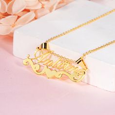 Item: 2023NE0147 Material: Copper Color: Gold Chain Length: 14",16",18",20",22" Process: Gold Plated Recipient: Women, Mom, Wife, Girl Friend, Children Product Type: Personalized Jewelry Gift Type: Necklace Occasions: Valentine's Day, Mother's Day, Christmas, Birthday, etc Necklace Type: Number Necklace Brand: Silviax Jewelry Double Heart Name Jewelry For Birthday, Name Pendant Heart Necklace For Anniversary, Elegant Name Charm Necklace For Birthday, Elegant Charm Necklace With Names For Anniversary, Elegant Nameplate Heart Necklace For Gift, Elegant Engraved Charm Necklaces For Birthday, Gold Heart Nameplate Necklace For Anniversary, Elegant Necklace With Heart Charm And Nameplate, Gold Nameplate Heart Necklace For Mother's Day